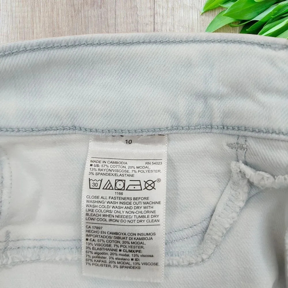 Old Navy Girls Ballerina Jeggings 10 Light Blue Raw Hem Stretch Adjustable Waist